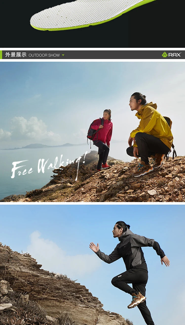 RAX Waterproof Mid-Top Hiking Shoes – Men’s & Women’s Leather Trekking Boots for Trail, Camping, Climbing & Outdoor Adventures