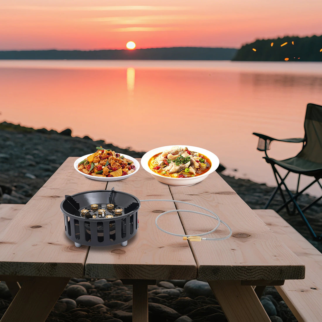 Portable Butane & Propane Camping Stove with Dual Adapters – Compact Outdoor Gas Burner for Cooking, Boiling & Frying
