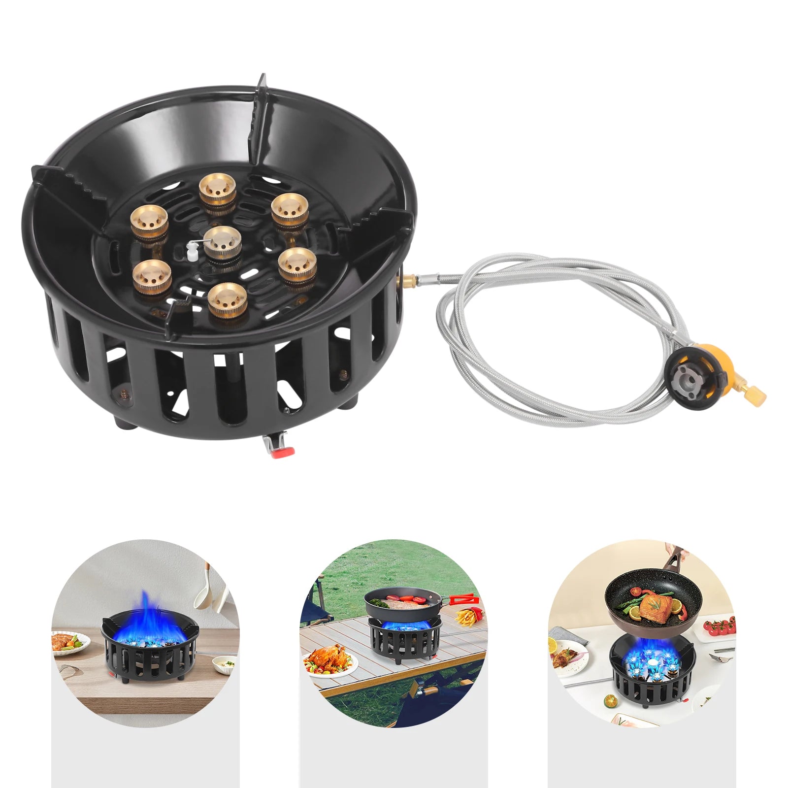 Portable Butane & Propane Camping Stove with Dual Adapters – Compact Outdoor Gas Burner for Cooking, Boiling & Frying