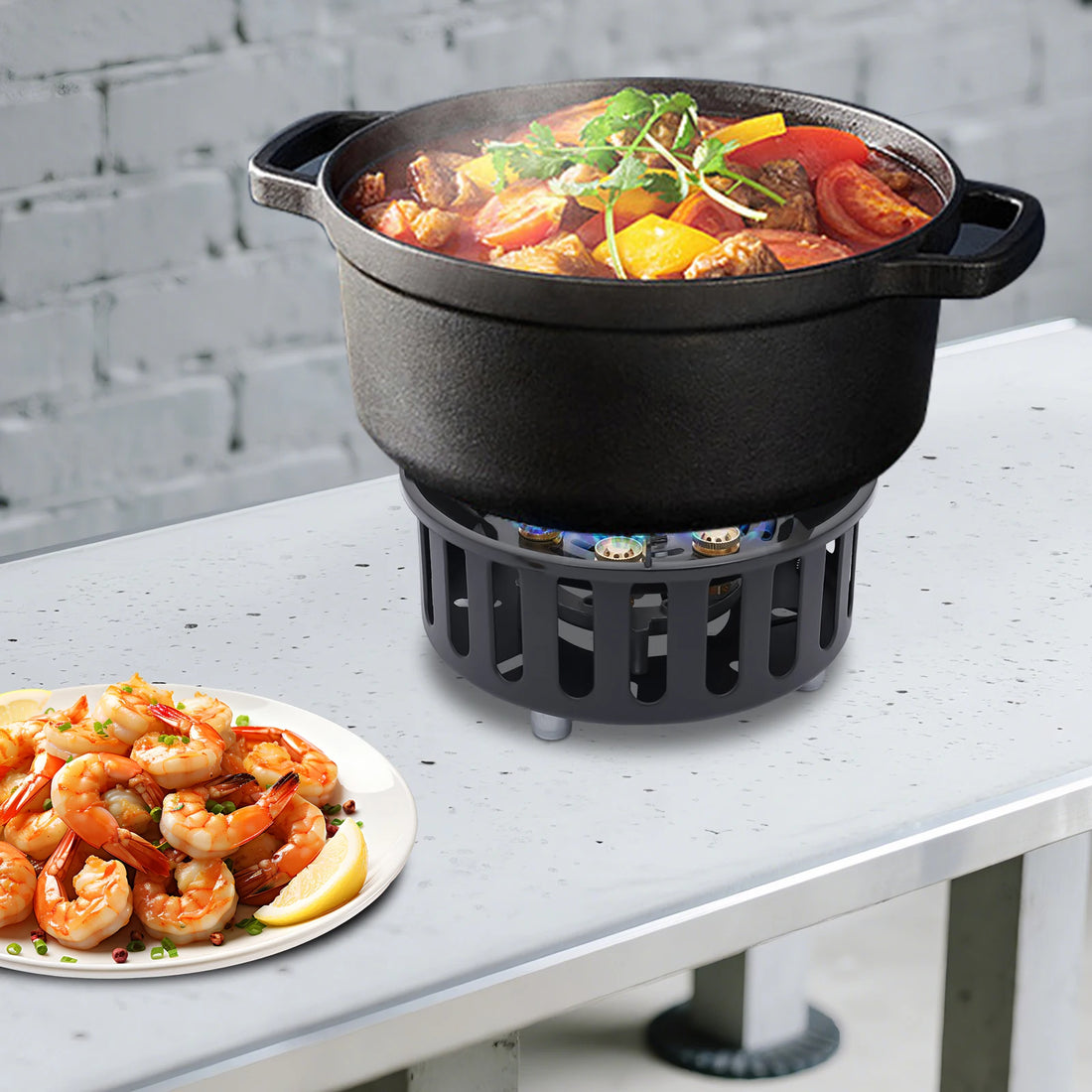 Portable Butane & Propane Camping Stove with Dual Adapters – Compact Outdoor Gas Burner for Cooking, Boiling & Frying