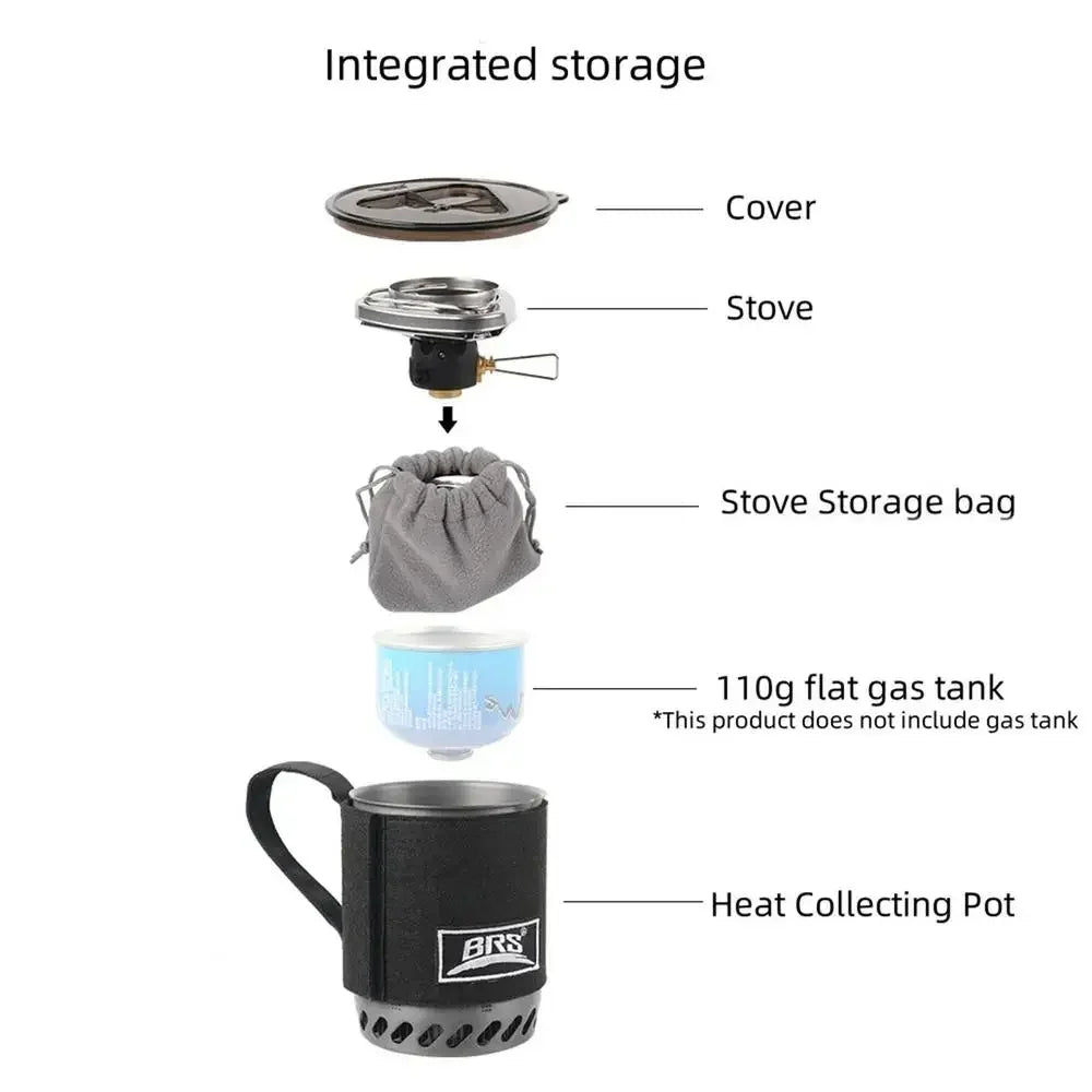 Jet Boil Style Camping Stove with Heat Exchanger – Portable Gas Backpacking Burner & Cooking Pot System