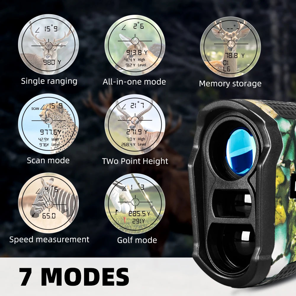 NOHAWK Multifunctional Hunting Rangefinder – 6X Magnification with Slope Compensation, Scan & Speed Modes (Camo Design)