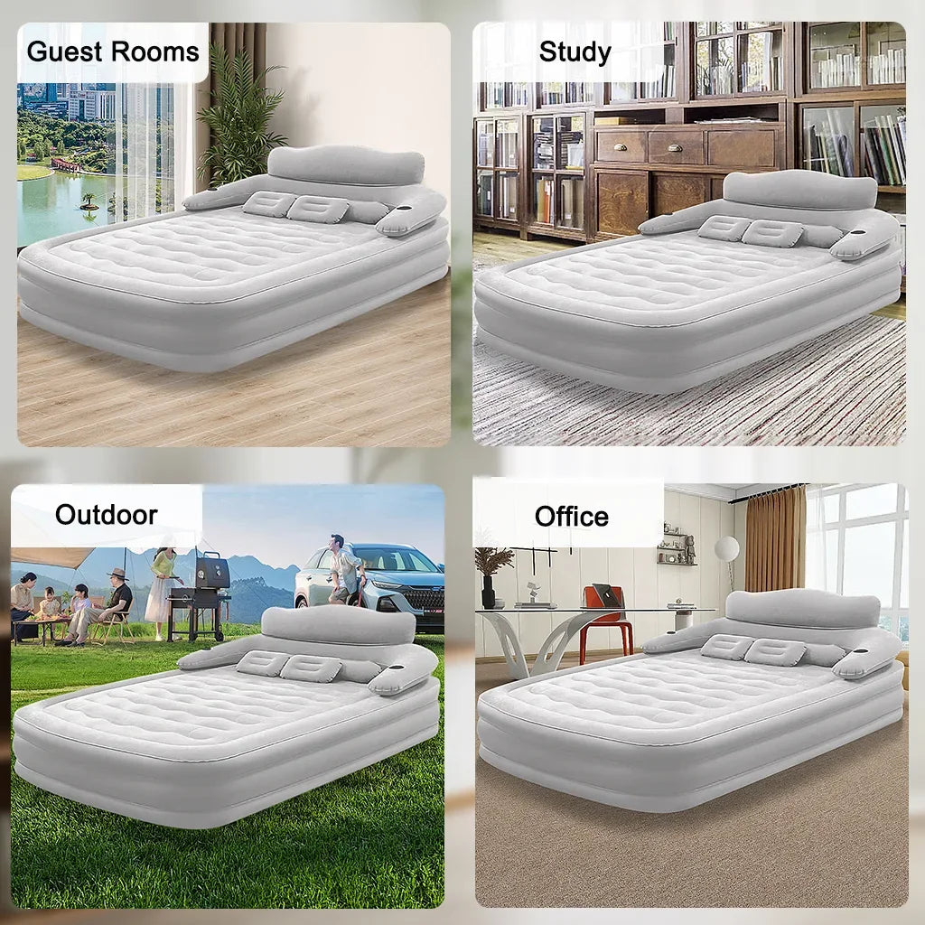 2-Person Inflatable Camping Mattress with Built-in Pump – Thickened Raised Air Bed for Indoor & Outdoor Use