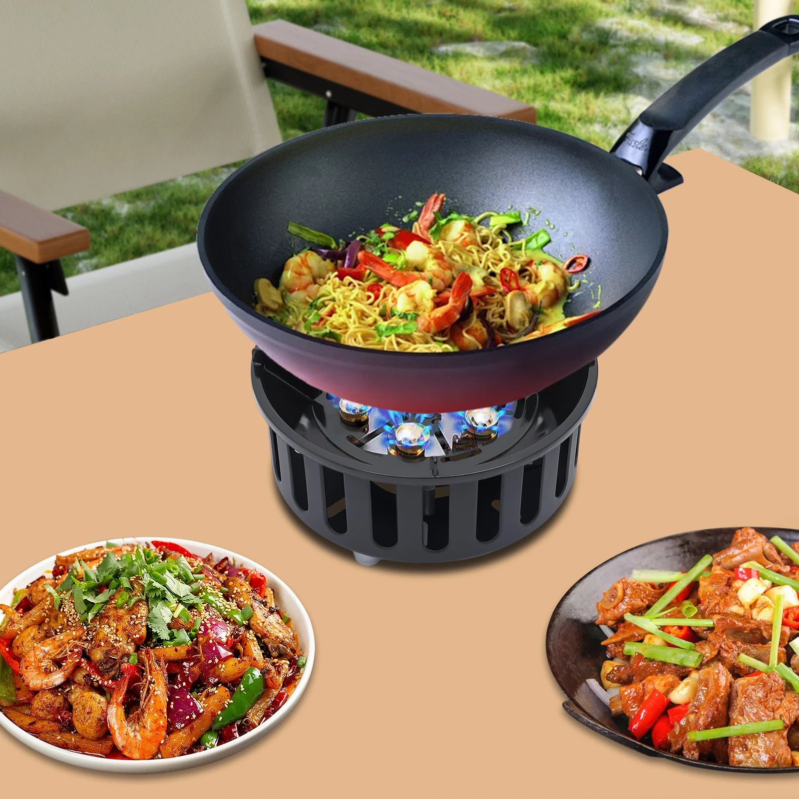 Portable Butane & Propane Camping Stove with Dual Adapters – Compact Outdoor Gas Burner for Cooking, Boiling & Frying