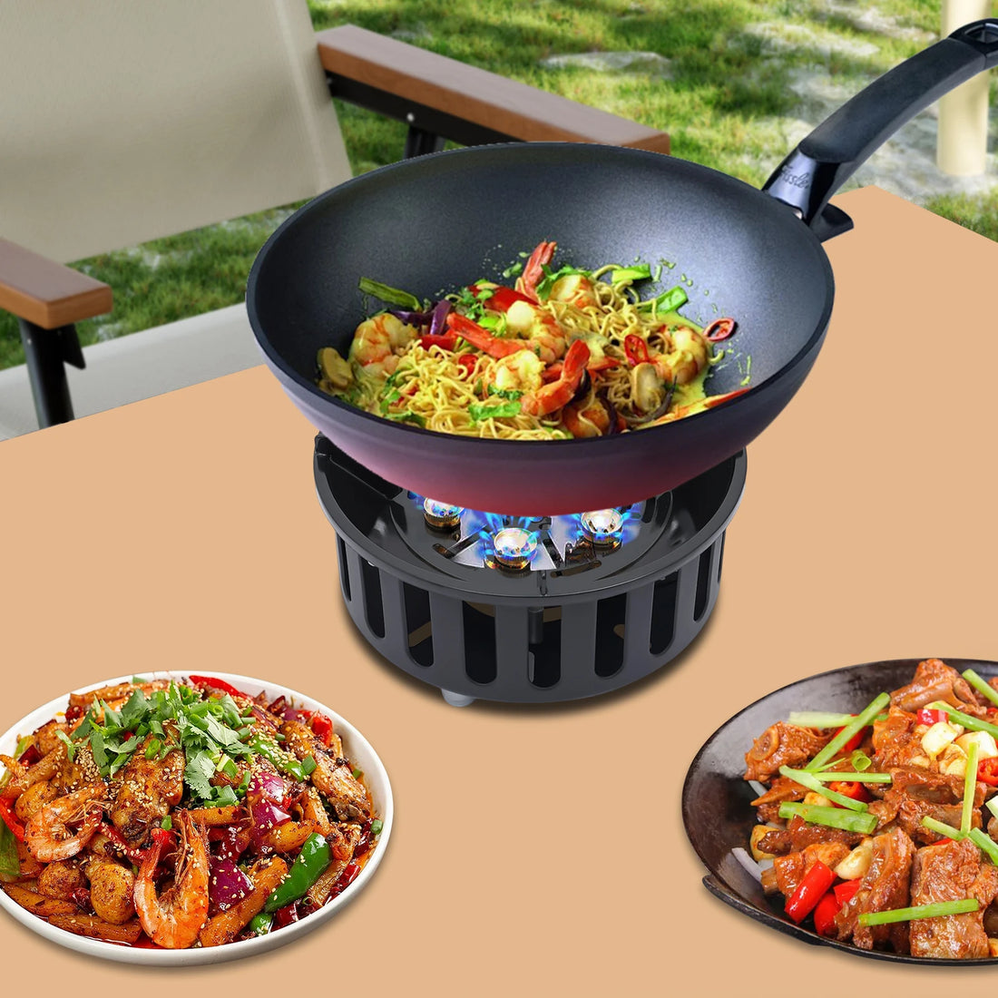 Portable Butane & Propane Camping Stove with Dual Adapters – Compact Outdoor Gas Burner for Cooking, Boiling & Frying