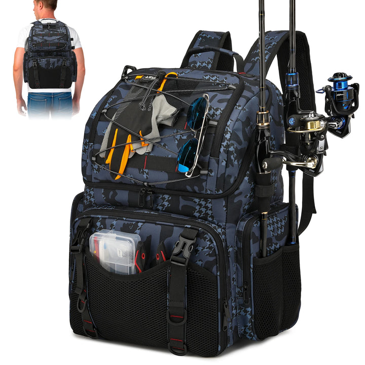 Multifunctional Tactical Fishing Backpack – Lightweight Tackle Bag with Rod Holder for Outdoor Fishing Gear