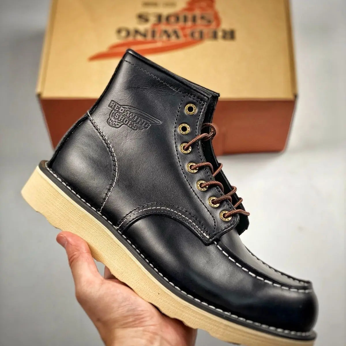 Retro Men’s Leather Work Boots – High-Top Motorcycle & Classic Combat Boots, Durable Lace-Up Outdoor & Casual Footwear