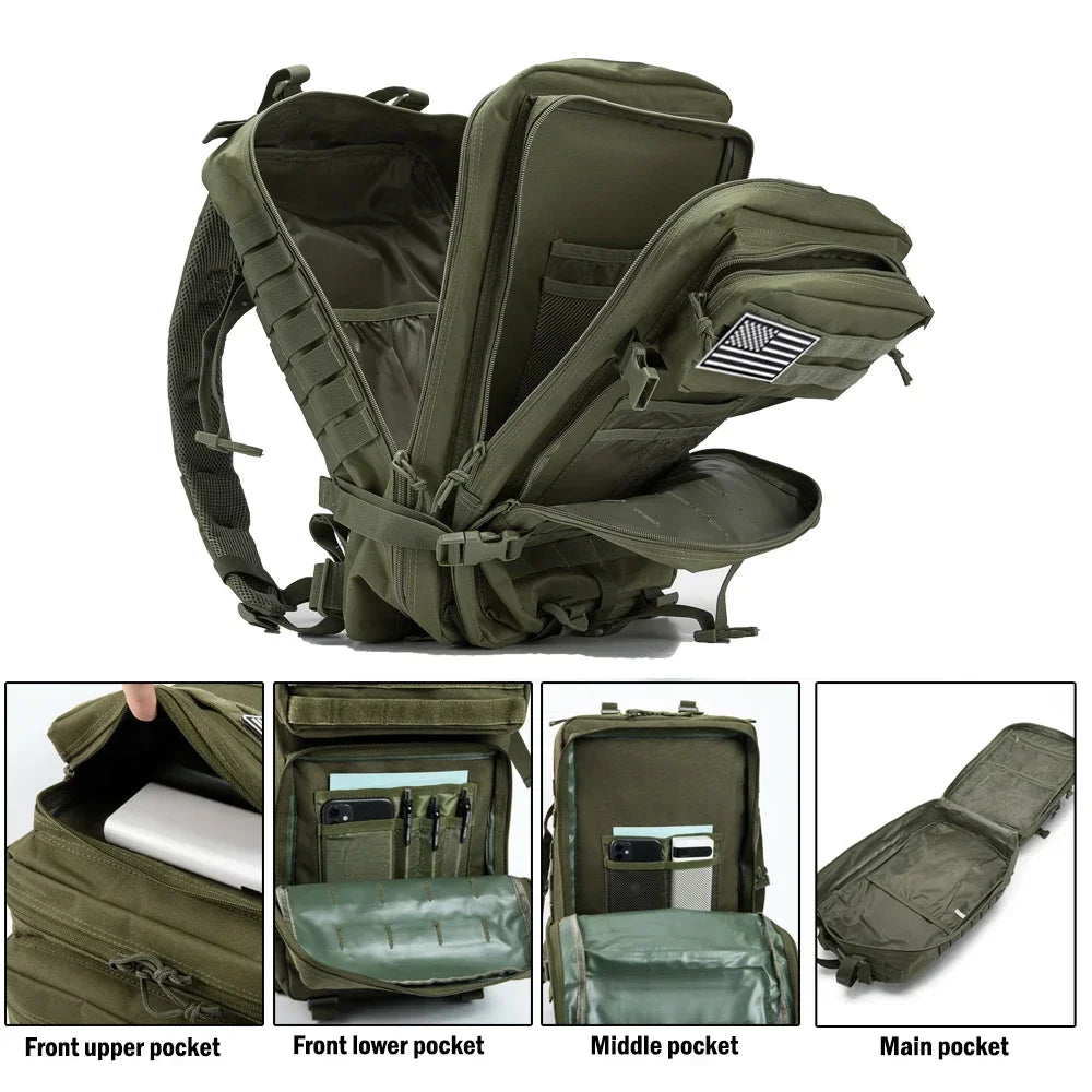 Tactical Backpack – Large Capacity 3-Day Outdoor Rucksack for Hiking, Camping & Travel
