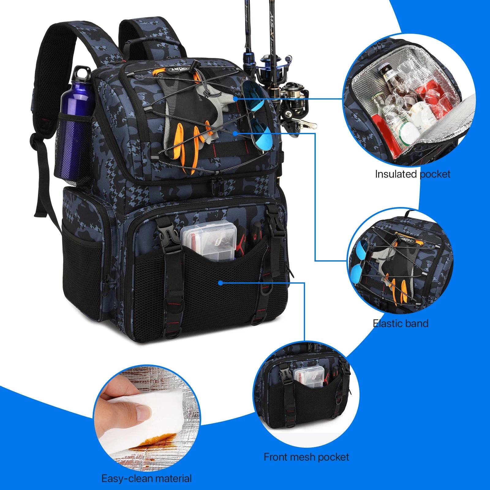 Multifunctional Tactical Fishing Backpack – Lightweight Tackle Bag with Rod Holder for Outdoor Fishing Gear