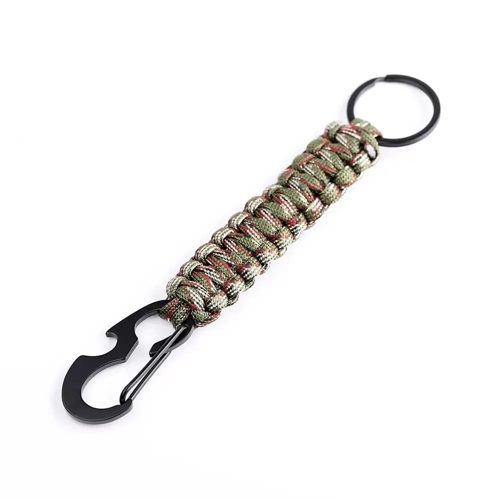Paracord Survival Keychain with Carabiner & Bottle Opener – Military Braided EDC Tool for Camping & Hiking