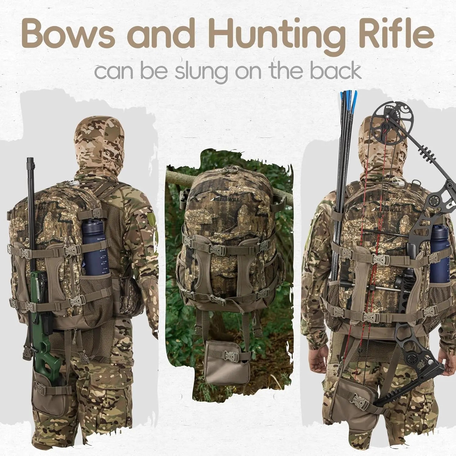Rock Bark Hunting Backpack with Rifle Holder – Tactical Day Pack for Outdoor Hunting Gear