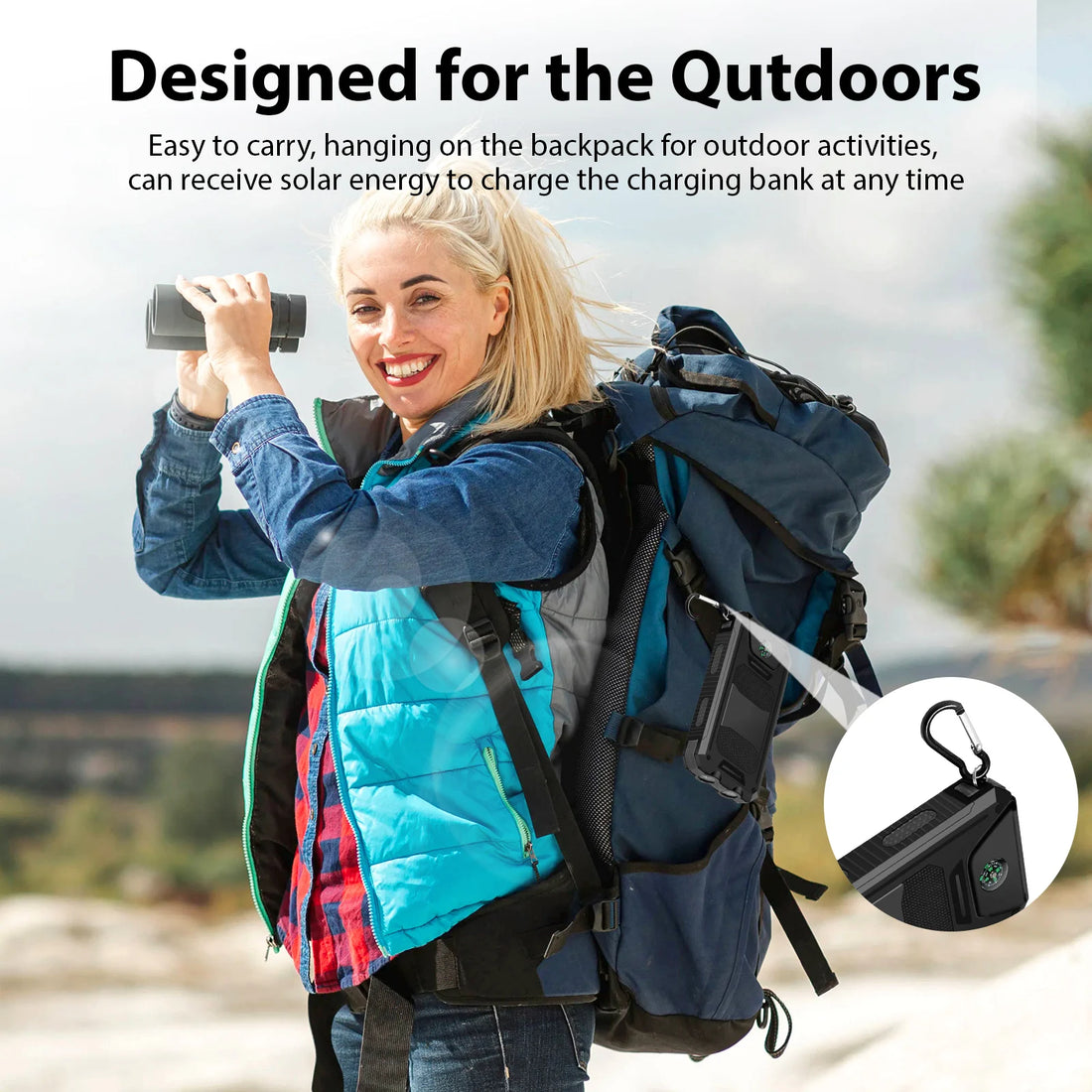 30000mAh Solar Power Bank – Fast Charging Portable Charger with Dual USB & LED Flashlight for iPhone, Samsung & Tablets