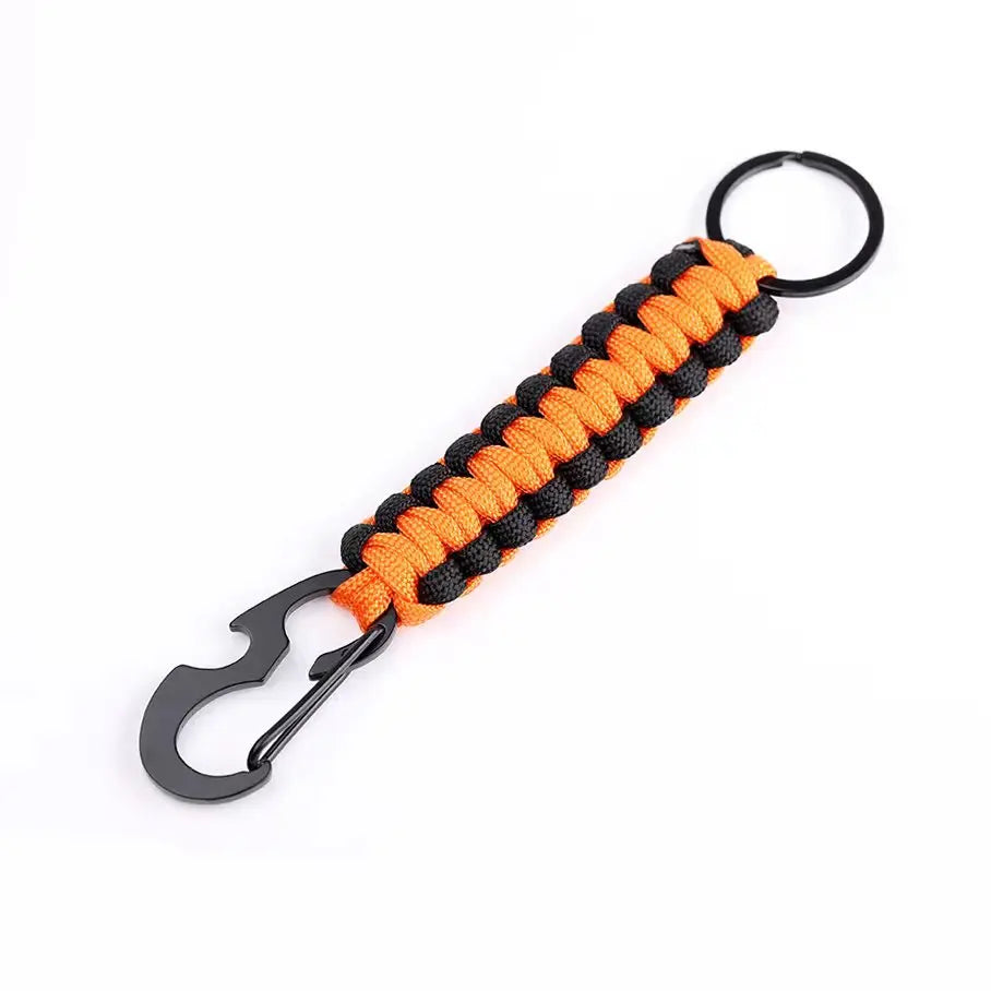 Paracord Survival Keychain with Carabiner & Bottle Opener – Military Braided EDC Tool for Camping & Hiking