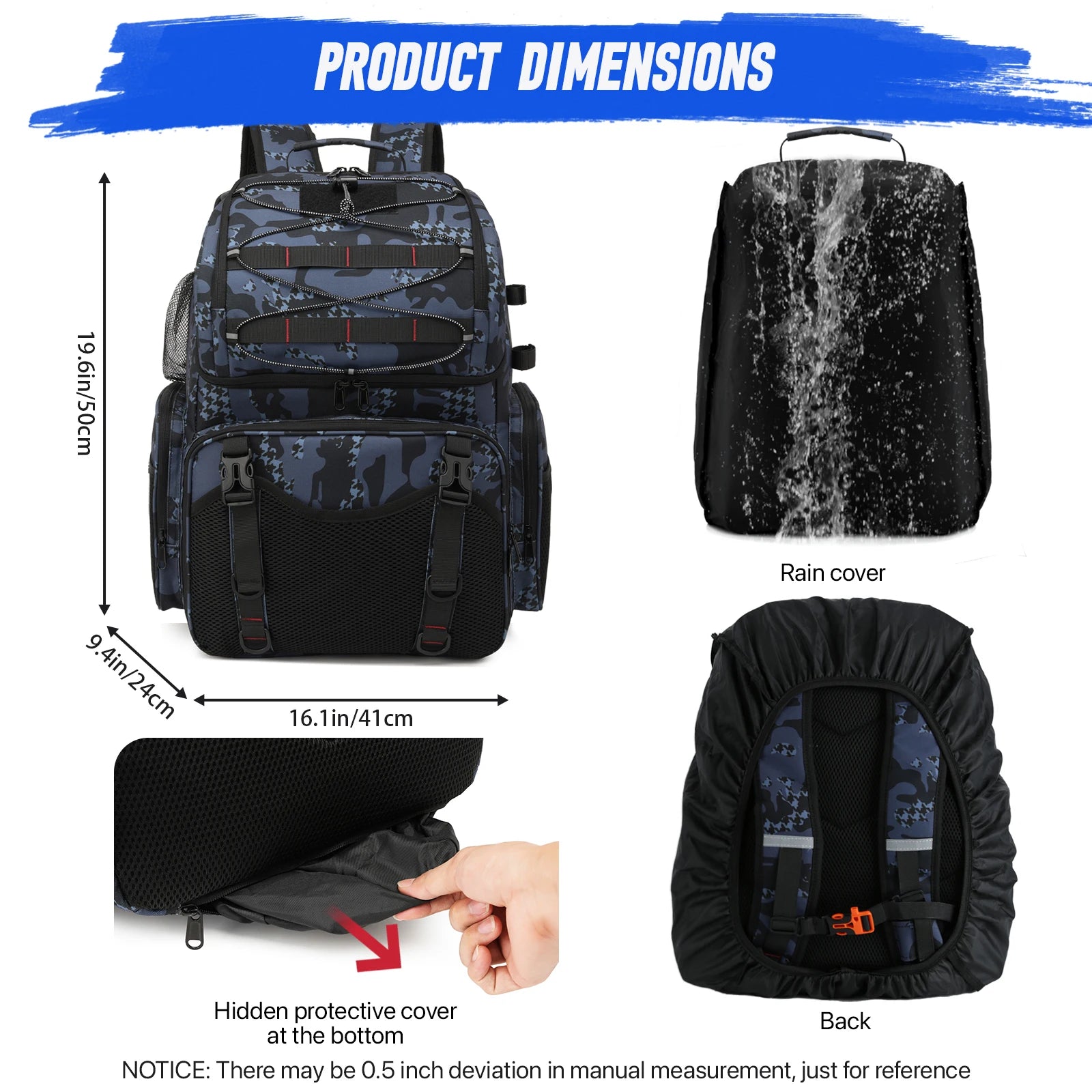 Multifunctional Tactical Fishing Backpack – Lightweight Tackle Bag with Rod Holder for Outdoor Fishing Gear