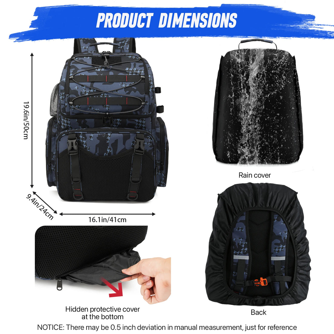 Multifunctional Tactical Fishing Backpack – Lightweight Tackle Bag with Rod Holder for Outdoor Fishing Gear