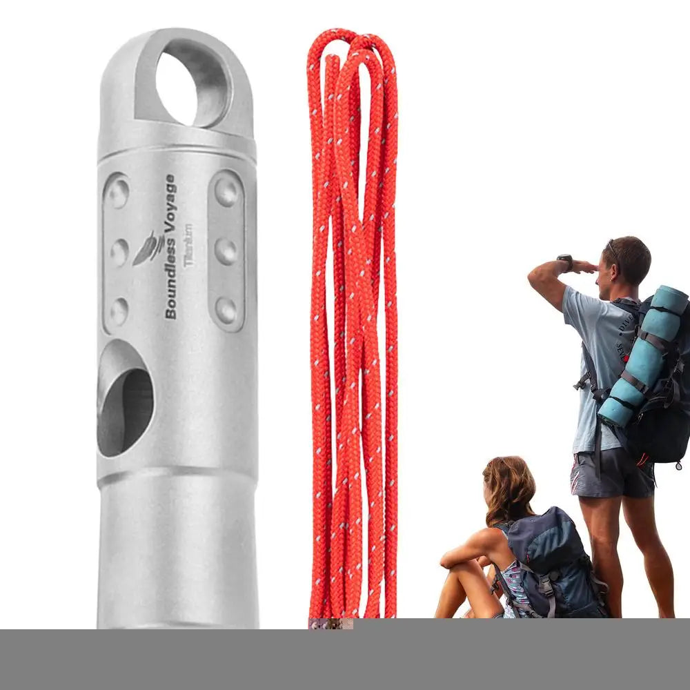 Titanium Survival Whistle – Ultralight Loud Hiking Safety Tool with Lanyard