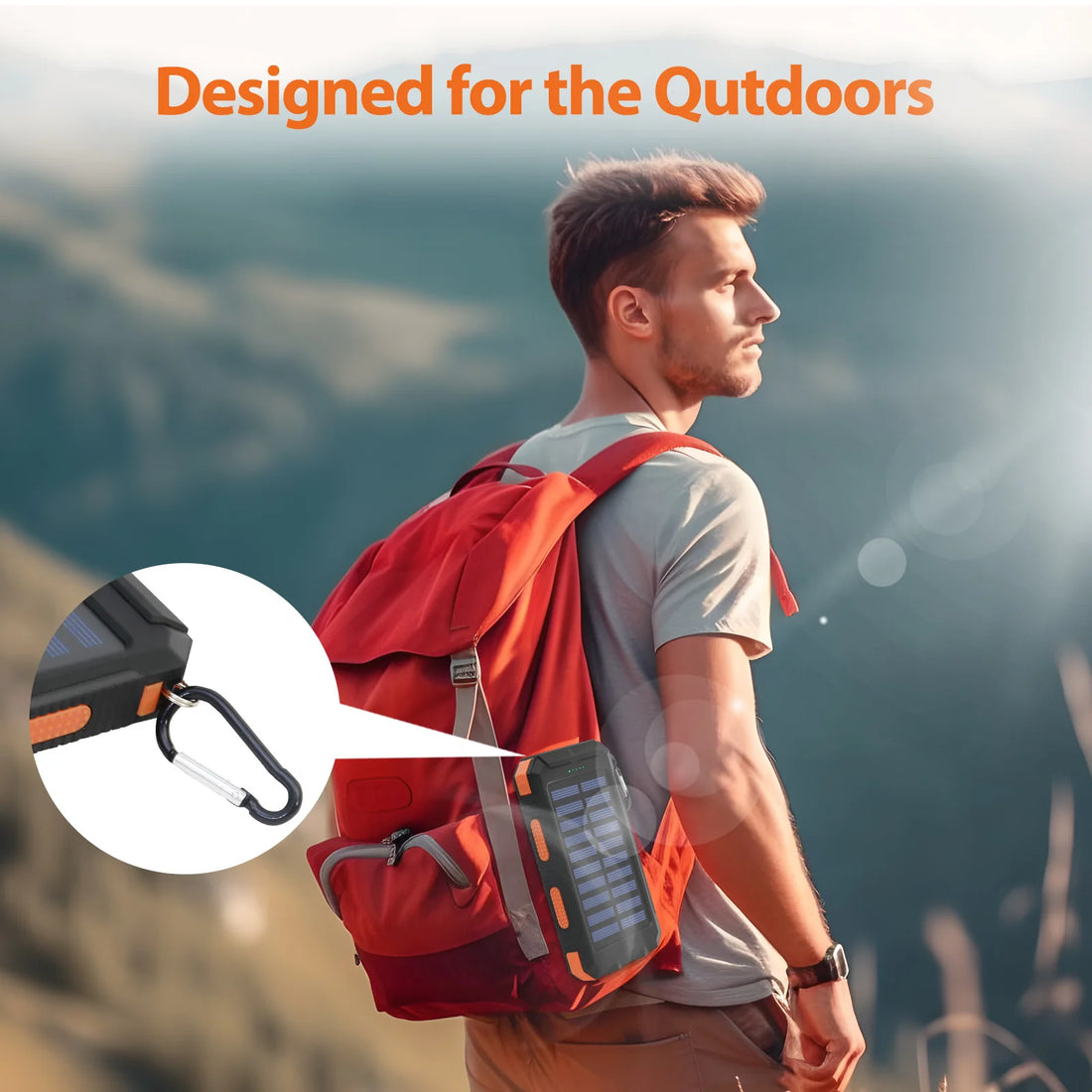 20000mAh Solar Power Bank – Waterproof Portable Solar Charger with Dual USB & LED Flashlight for Outdoor Use