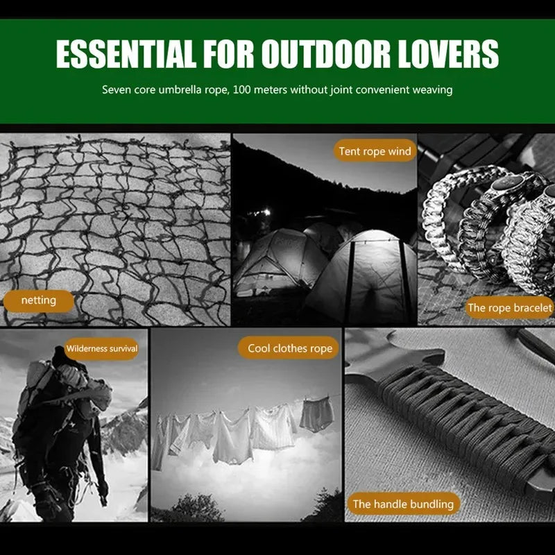 550 Paracord 7-Core Survival Rope (5–30M, 4mm) – Heavy-Duty Outdoor Cord for Camping, Hiking & Emergency Use