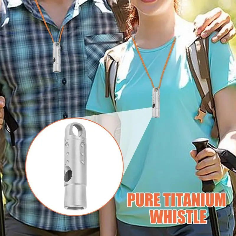 Titanium Survival Whistle – Ultralight Loud Hiking Safety Tool with Lanyard