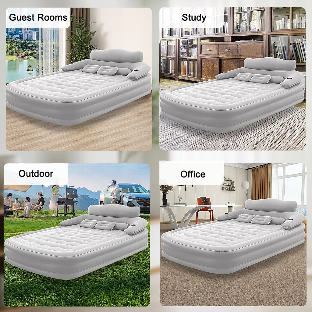 2-Person Inflatable Camping Mattress with Built-in Pump – Thickened Raised Air Bed for Indoor & Outdoor Use