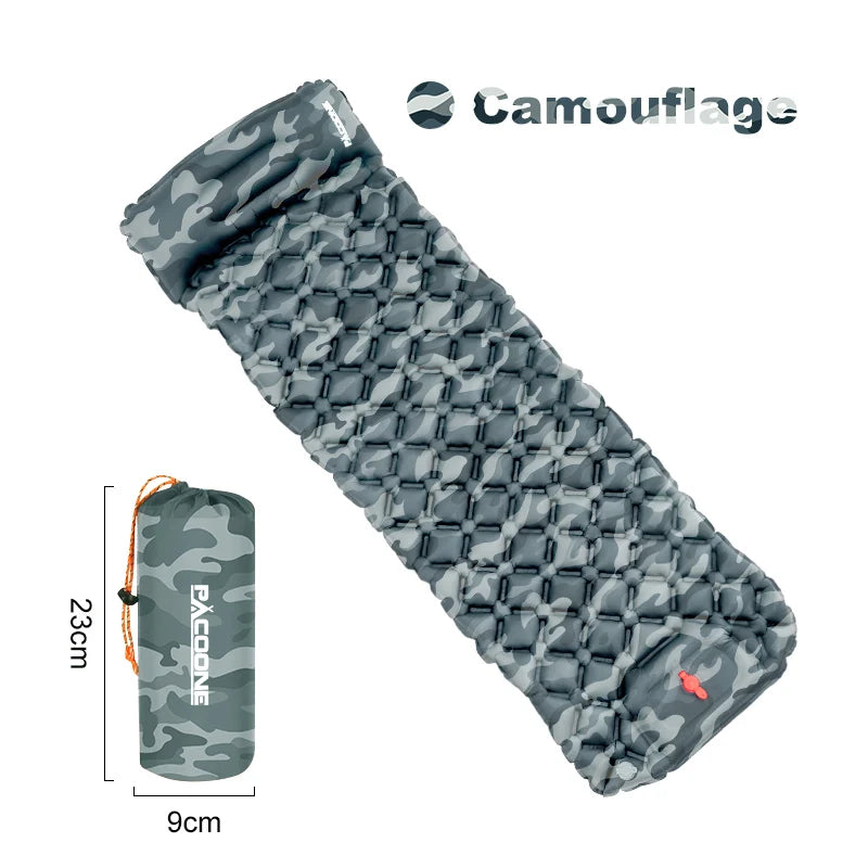 Ultralight Inflatable Camping Sleeping Pad with Built-in Pump & Pillow – Compact Air Mattress for Hiking, Backpacking & Travel