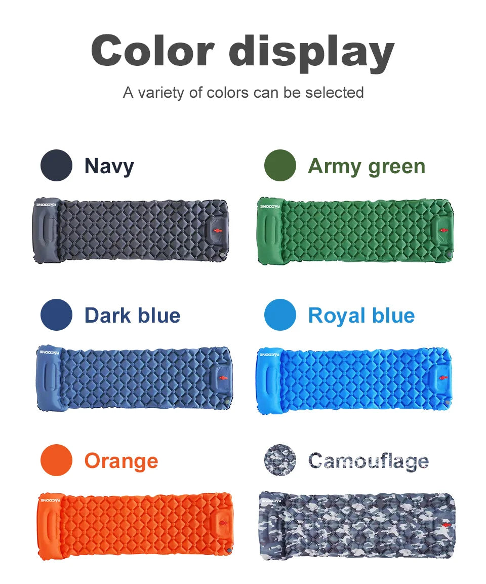 Ultralight Inflatable Camping Sleeping Pad with Built-in Pump & Pillow – Compact Air Mattress for Hiking, Backpacking & Travel
