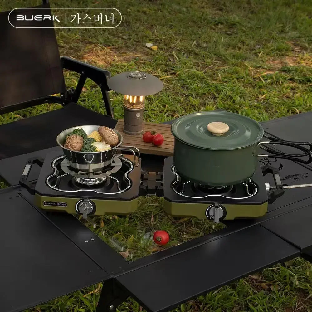 Portable Double Burner Camping Stove – High-Power Folding Gas Cooker for Outdoor BBQ, Picnic & Travel