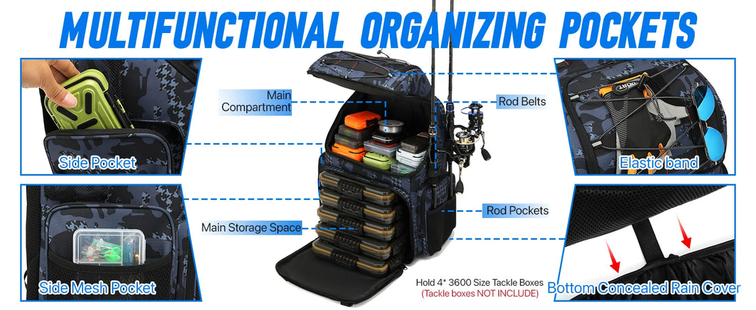 Multifunctional Tactical Fishing Backpack – Lightweight Tackle Bag with Rod Holder for Outdoor Fishing Gear