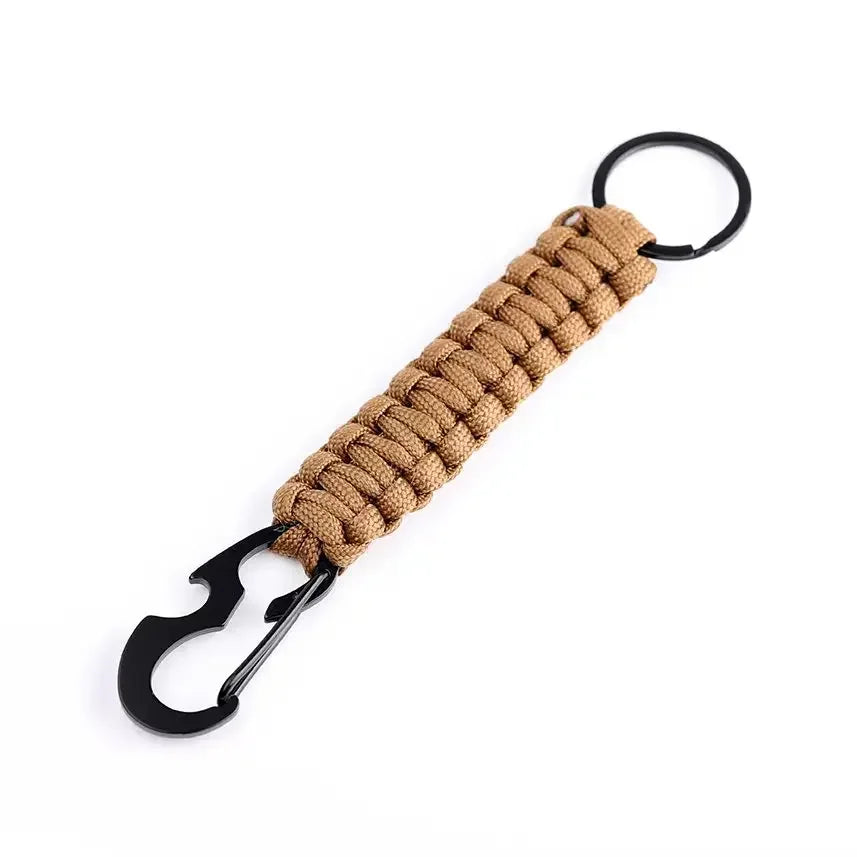 Paracord Survival Keychain with Carabiner & Bottle Opener – Military Braided EDC Tool for Camping & Hiking