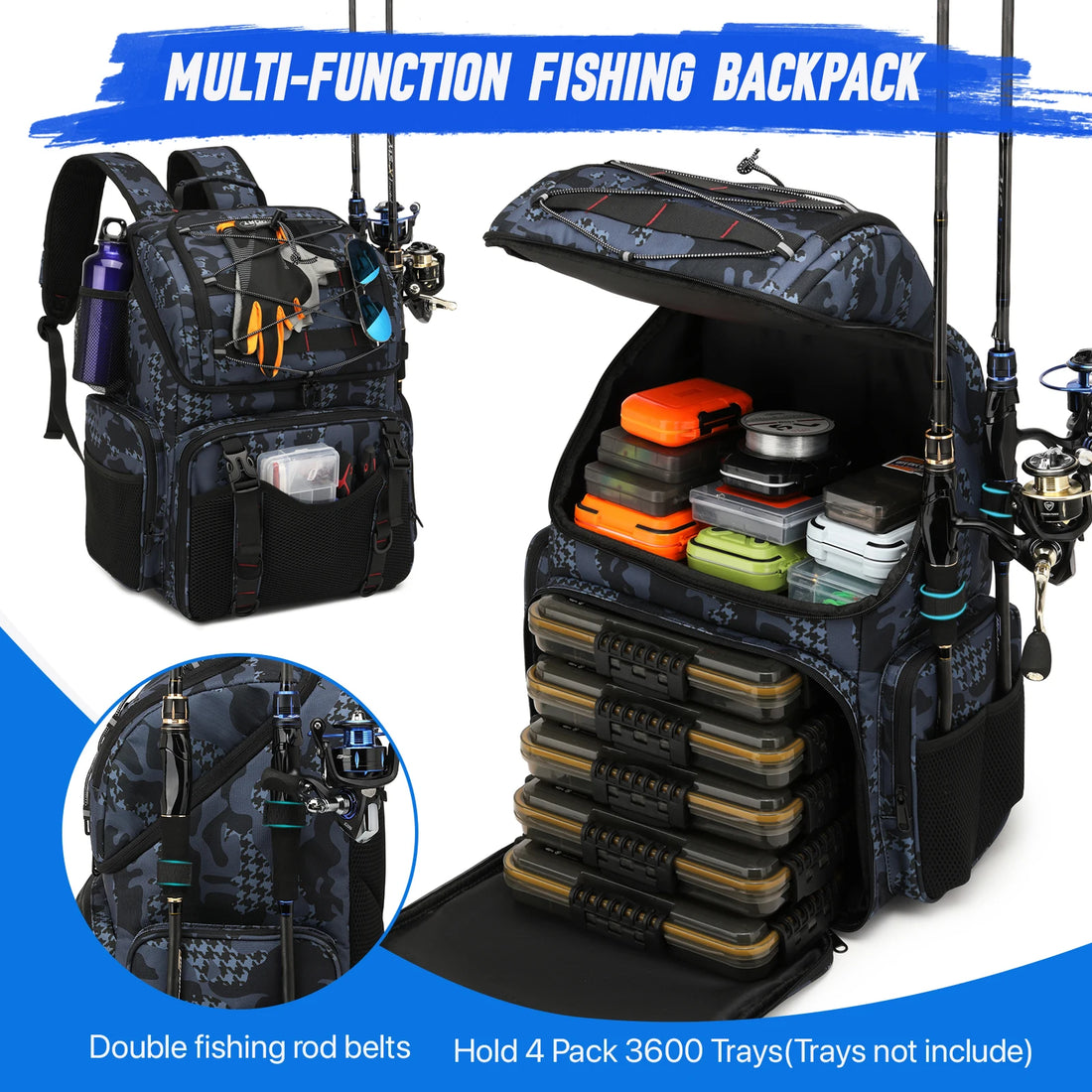 Multifunctional Tactical Fishing Backpack – Lightweight Tackle Bag with Rod Holder for Outdoor Fishing Gear