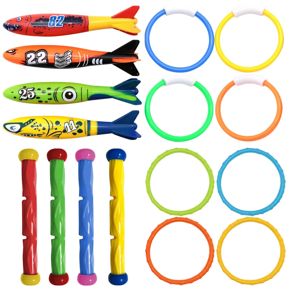 Kids Shark Rocket Pool Diving Toy Set – Summer Water Throwing Game, Swimming Training & Bath Toy for Toddlers and Children