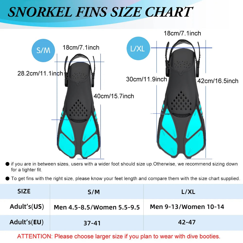 Adult Snorkeling Gear Set – Panoramic Anti-Fog Mask, Dry Top Snorkel & Adjustable Swim Fins