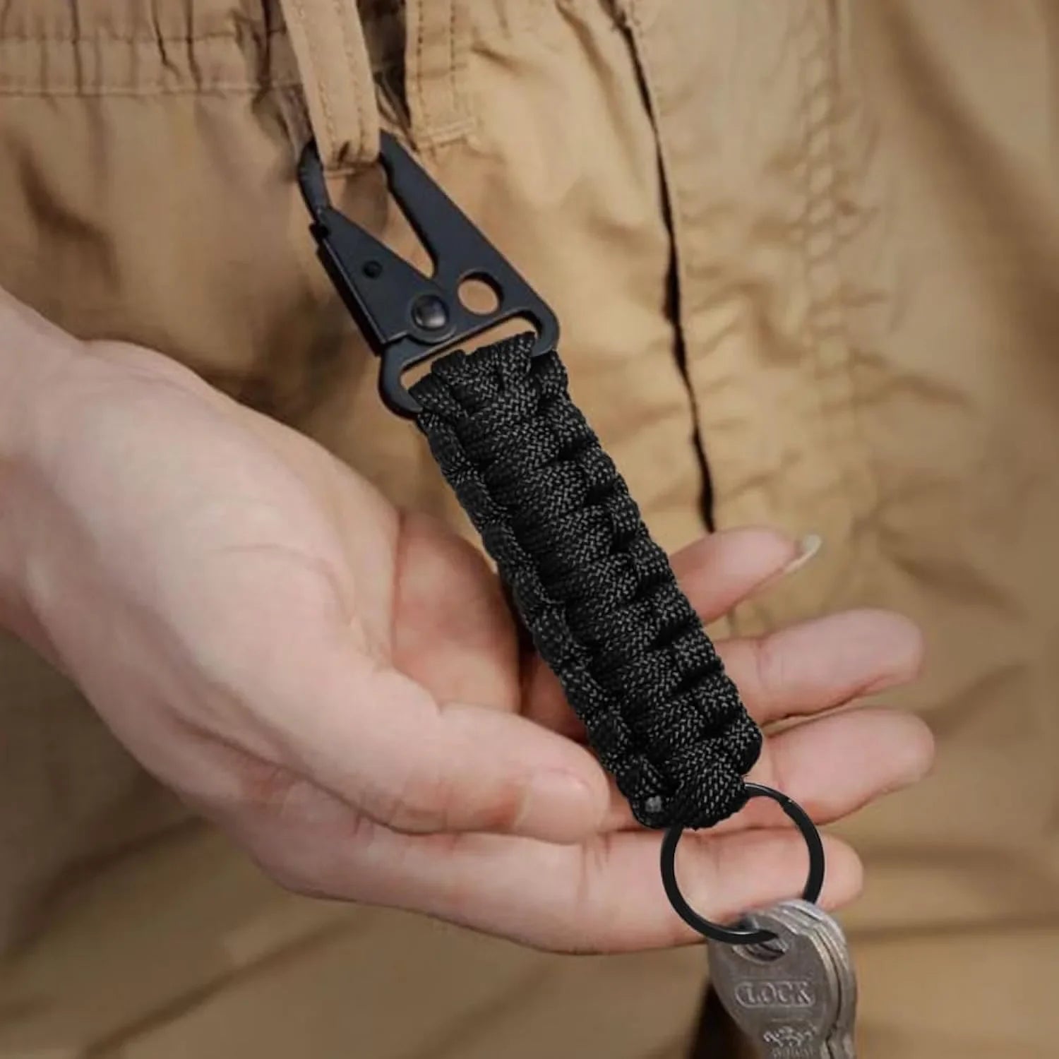 Paracord Survival Keychain with Carabiner & Bottle Opener – Military Braided EDC Tool for Camping & Hiking