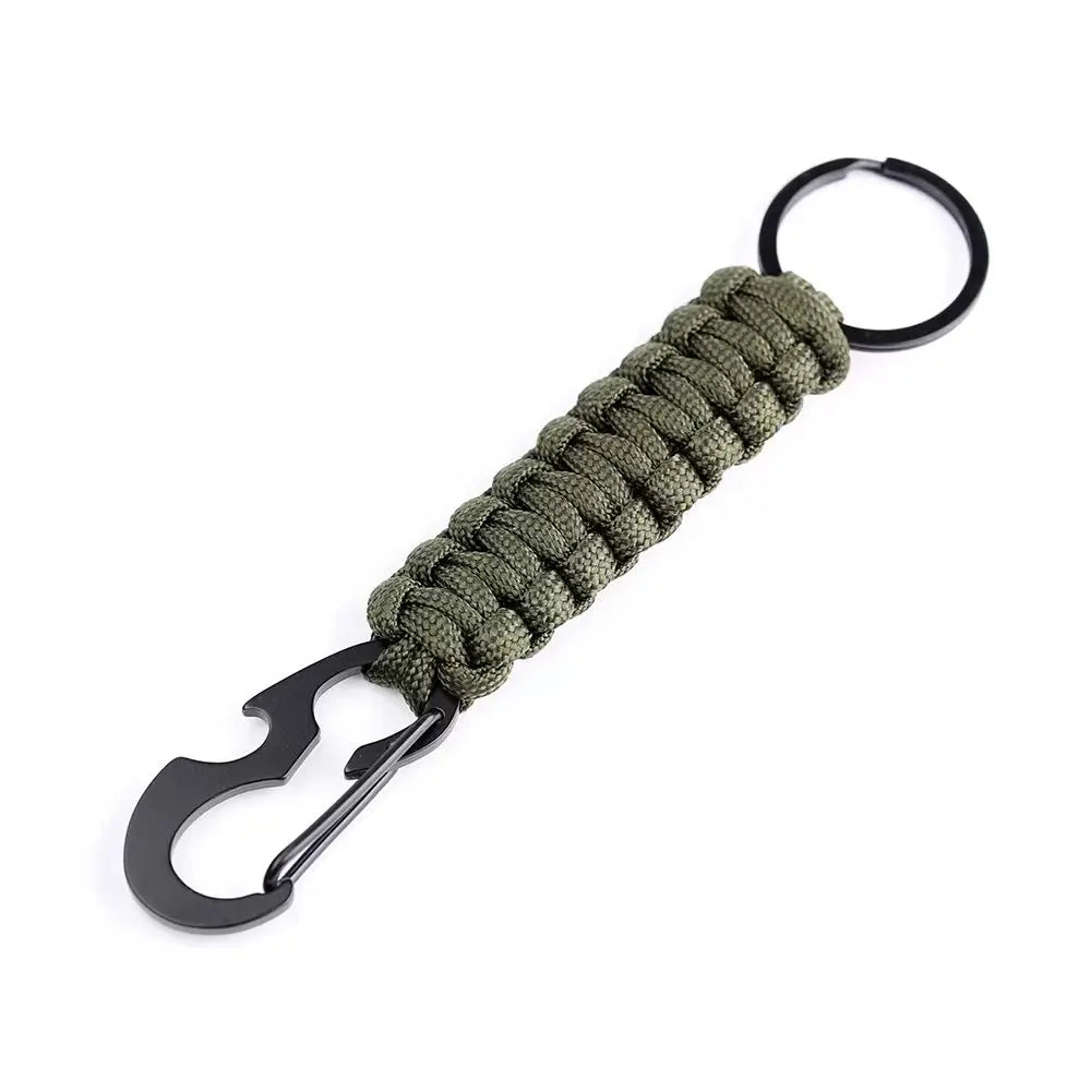 Paracord Survival Keychain with Carabiner & Bottle Opener – Military Braided EDC Tool for Camping & Hiking