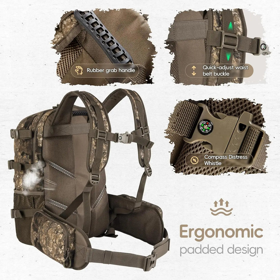 Rock Bark Hunting Backpack with Rifle Holder – Tactical Day Pack for Outdoor Hunting Gear