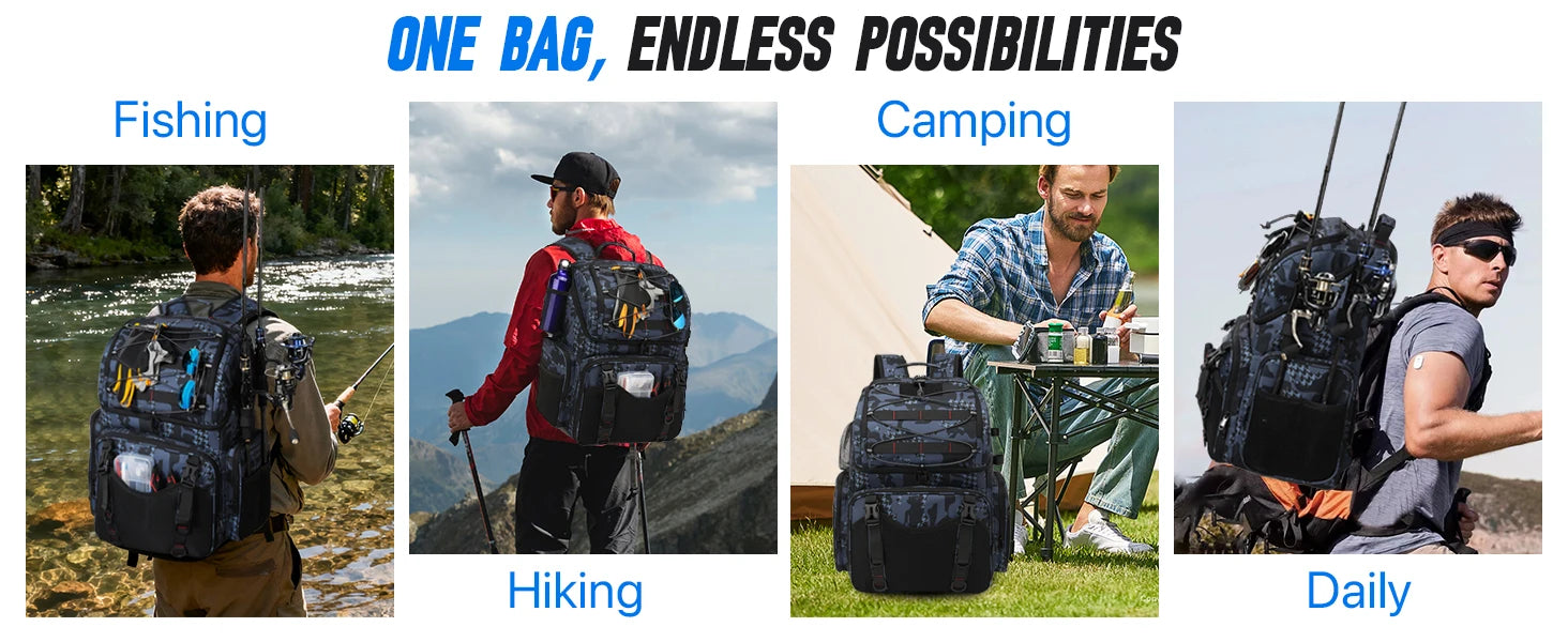 Multifunctional Tactical Fishing Backpack – Lightweight Tackle Bag with Rod Holder for Outdoor Fishing Gear