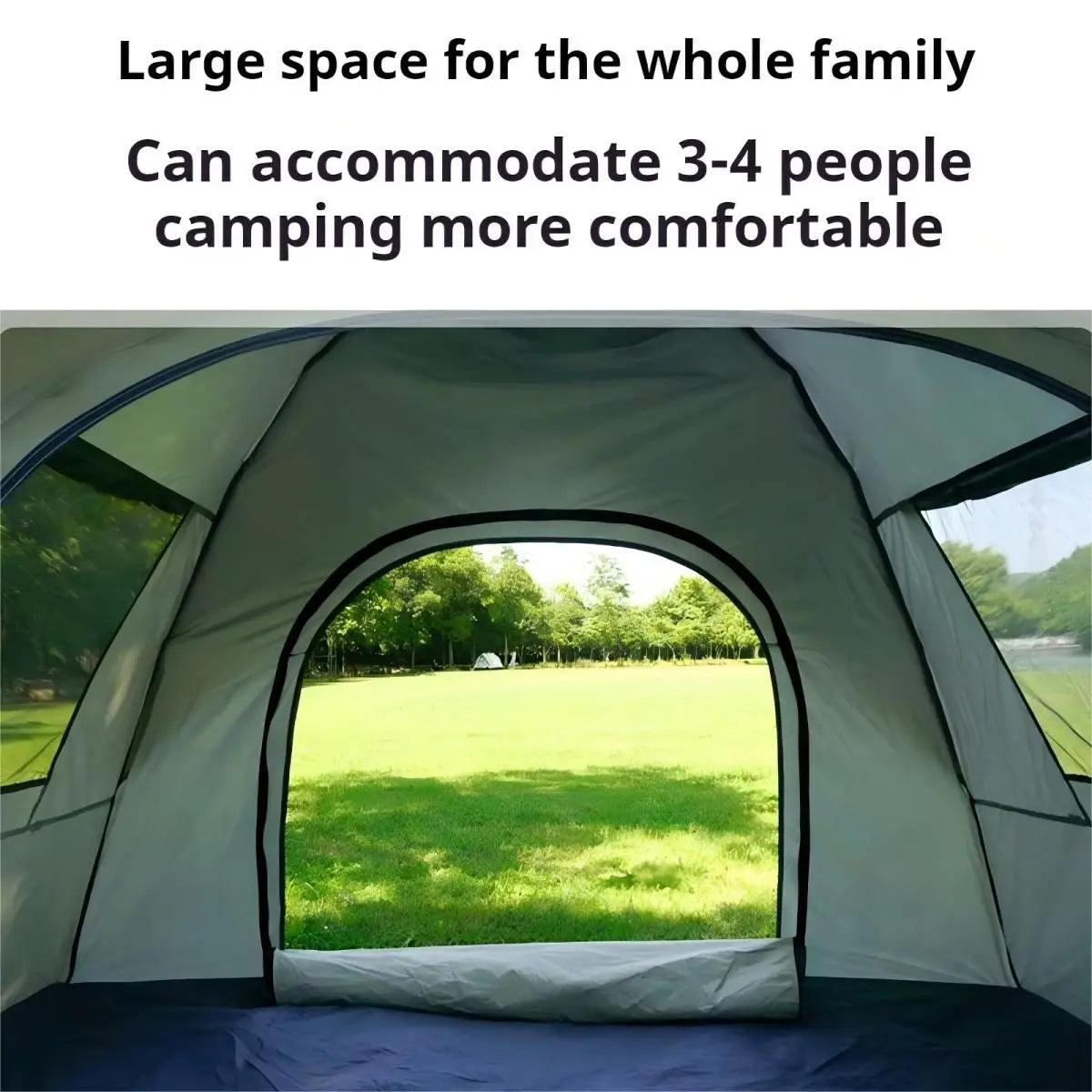 2-Person Outdoor Camping Tent with Sunshade – Waterproof Self-Driving Travel Shelter, Dual Doors & Windows for Ventilation