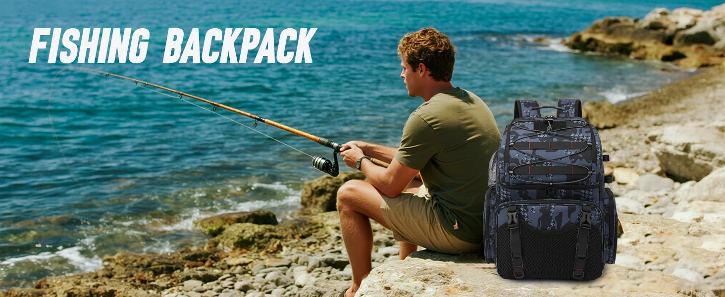 Multifunctional Tactical Fishing Backpack – Lightweight Tackle Bag with Rod Holder for Outdoor Fishing Gear