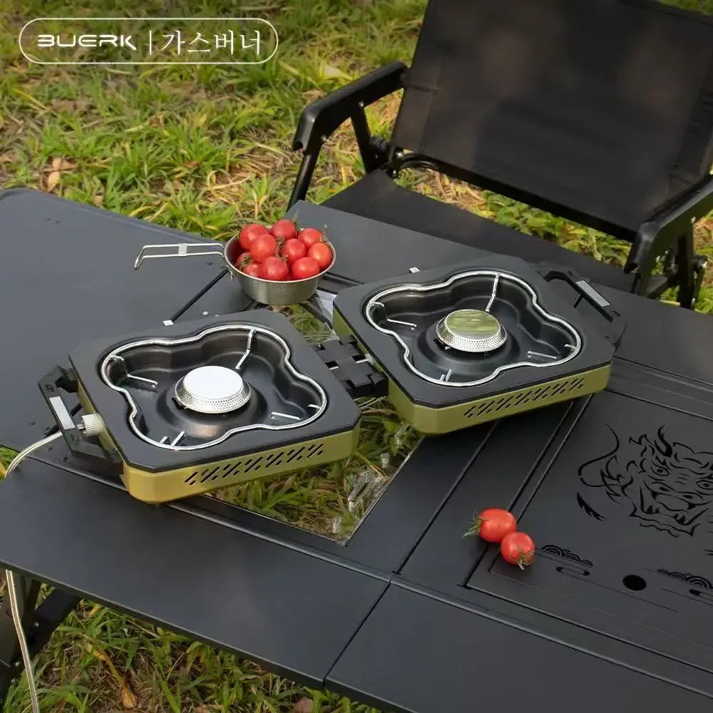 Portable Double Burner Camping Stove – High-Power Folding Gas Cooker for Outdoor BBQ, Picnic & Travel