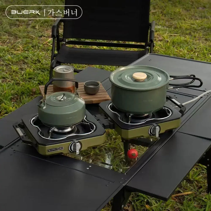 Portable Double Burner Camping Stove – High-Power Folding Gas Cooker for Outdoor BBQ, Picnic & Travel