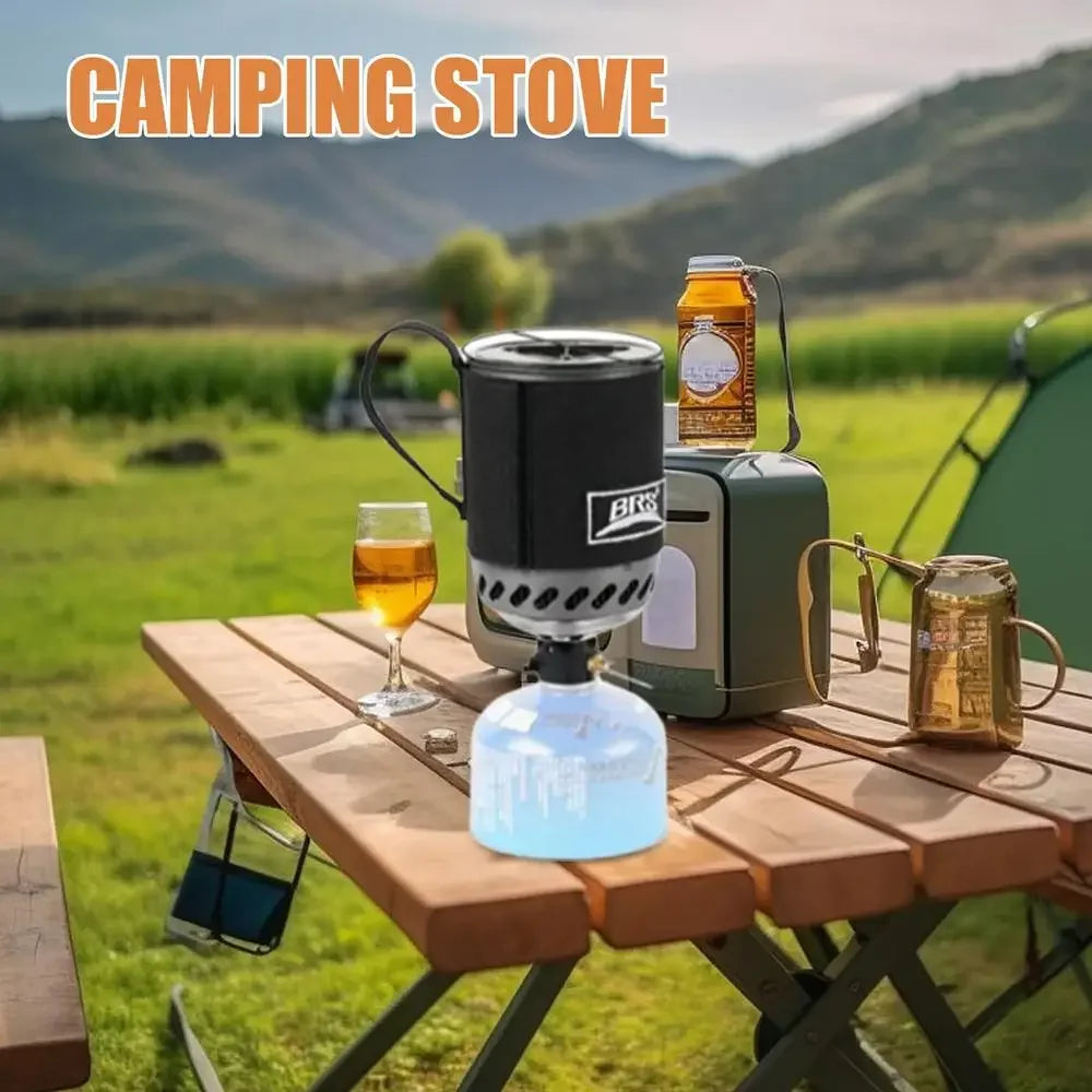 Jet Boil Style Camping Stove with Heat Exchanger – Portable Gas Backpacking Burner & Cooking Pot System