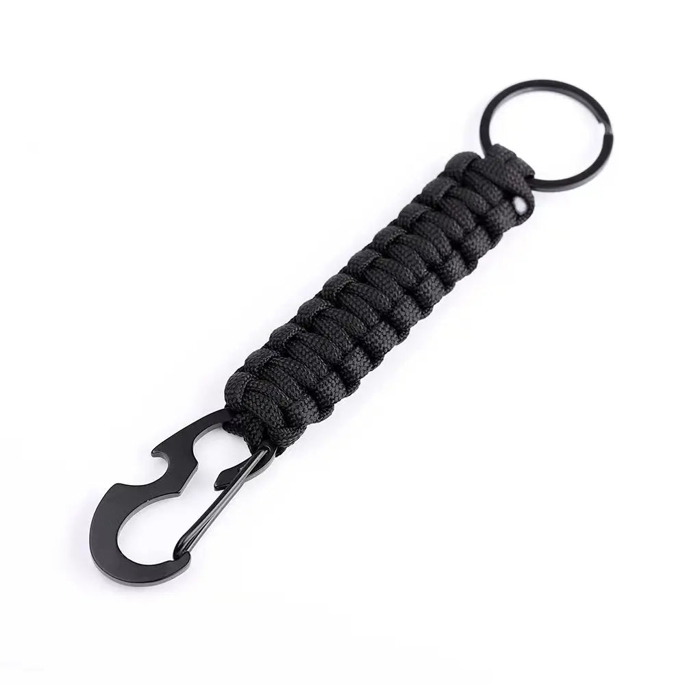 Paracord Survival Keychain with Carabiner & Bottle Opener – Military Braided EDC Tool for Camping & Hiking
