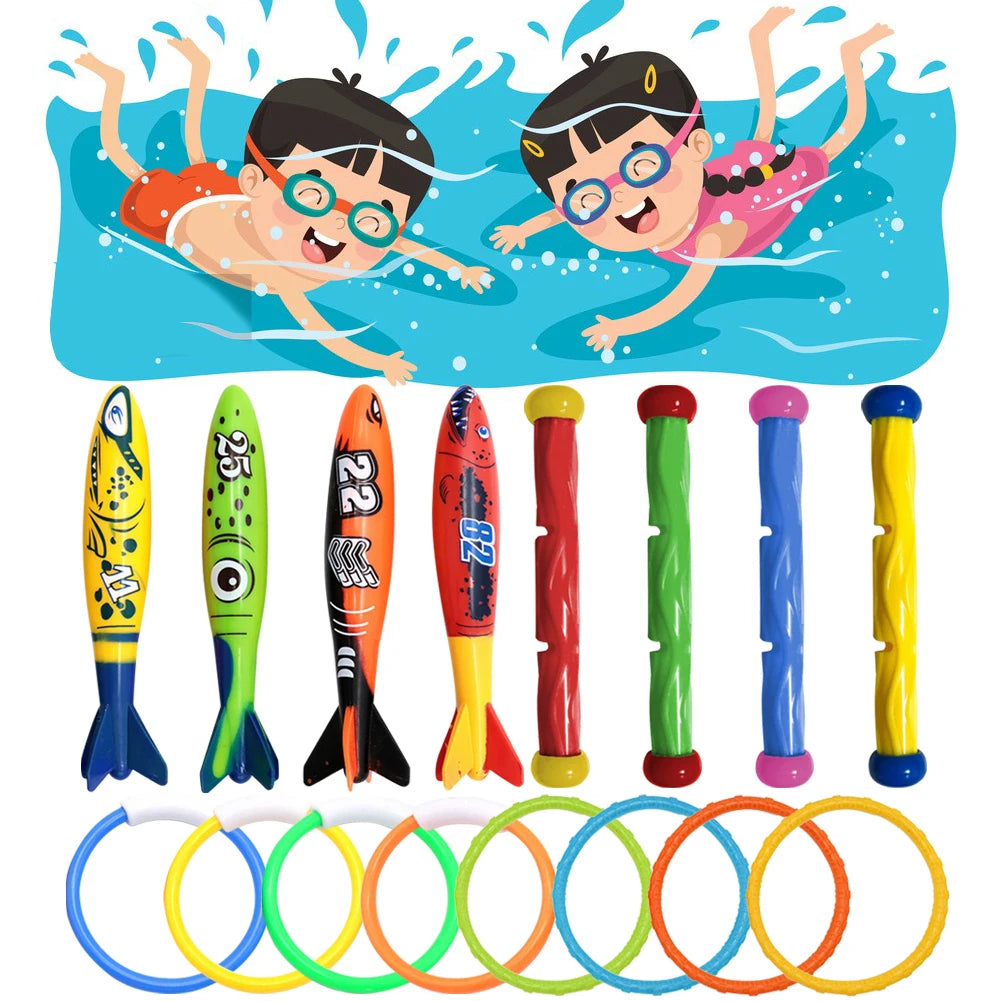 Kids Shark Rocket Pool Diving Toy Set – Summer Water Throwing Game, Swimming Training & Bath Toy for Toddlers and Children
