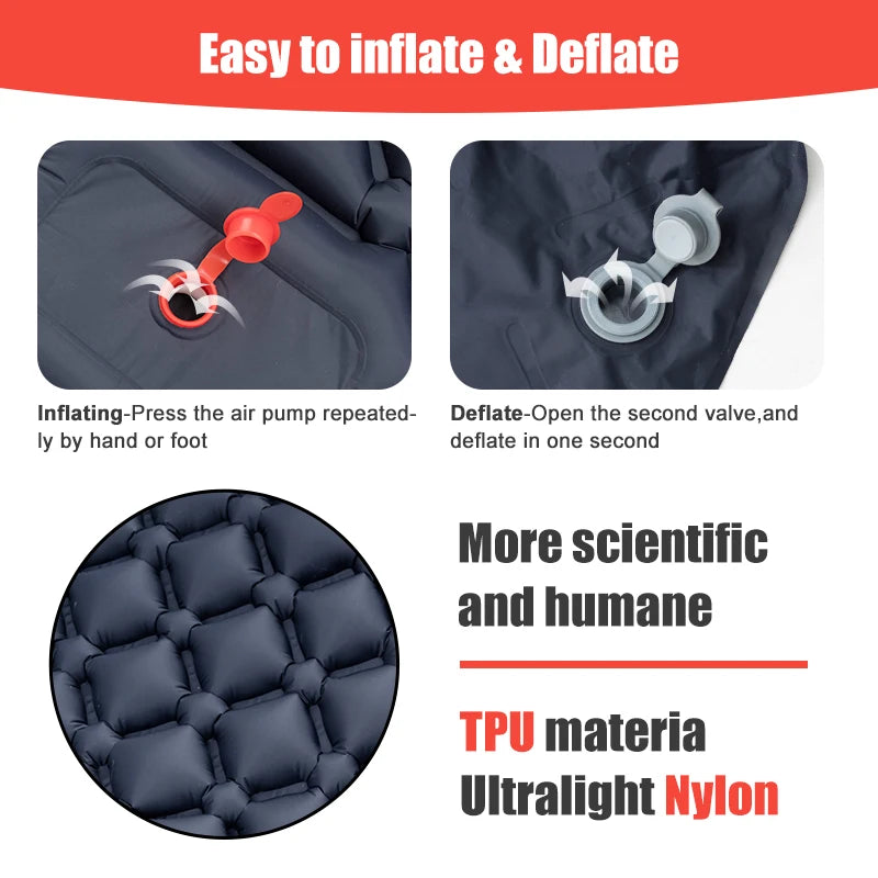 Ultralight Inflatable Camping Sleeping Pad with Built-in Pump & Pillow – Compact Air Mattress for Hiking, Backpacking & Travel
