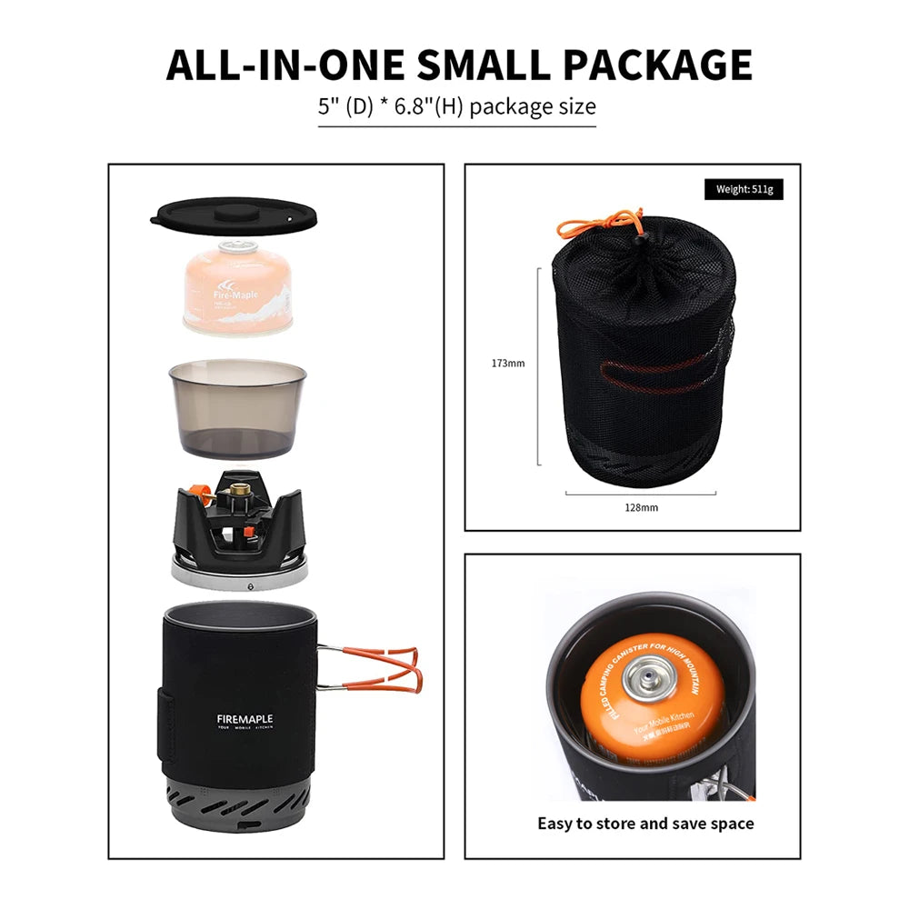 Fire-Maple Star X1 Camping Stove System (FMS-X1) – Portable Backpacking Gas Stove with Heat Exchanger Pot & Bowl