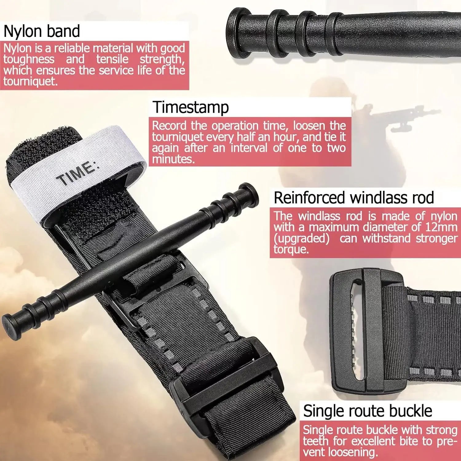 Tactical Combat Tourniquet – Emergency Medical Trauma Strap with Spinning Windlass for Survival, Hiking & Outdoor Exploration