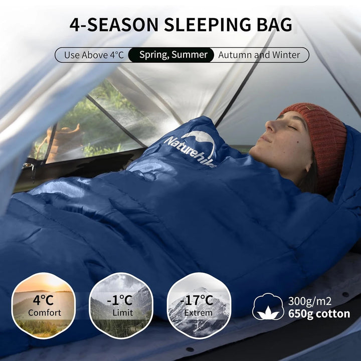 Naturehike MJ300/MJ600 Mummy Sleeping Bag – Ultra-Warm Winter Cotton Sleeping Bag for Camping & Indoor Use