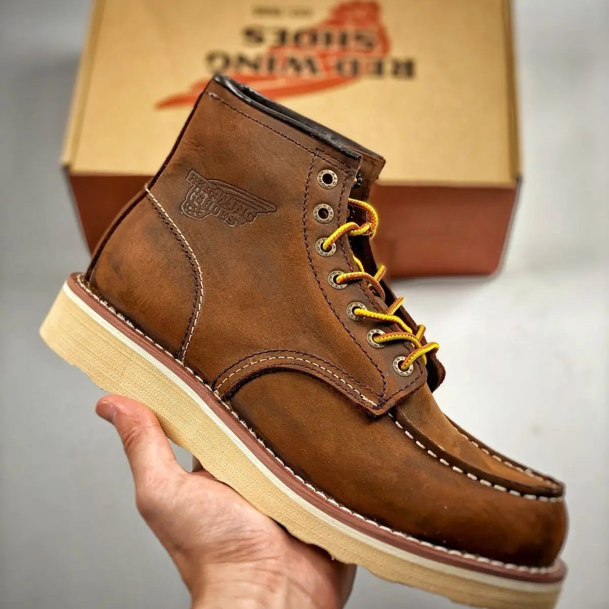 Retro Men’s Leather Work Boots – High-Top Motorcycle & Classic Combat Boots, Durable Lace-Up Outdoor & Casual Footwear