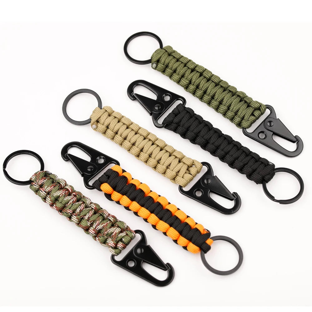 Paracord Survival Keychain with Carabiner & Bottle Opener – Military Braided EDC Tool for Camping & Hiking