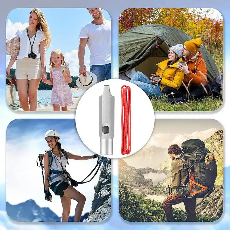 Titanium Survival Whistle – Ultralight Loud Hiking Safety Tool with Lanyard